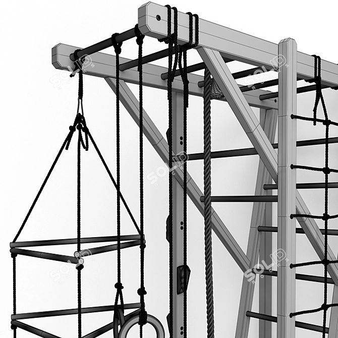 Versatile K-Ladder: Rope, Rings, and Suspended Ladder 3D model image 12