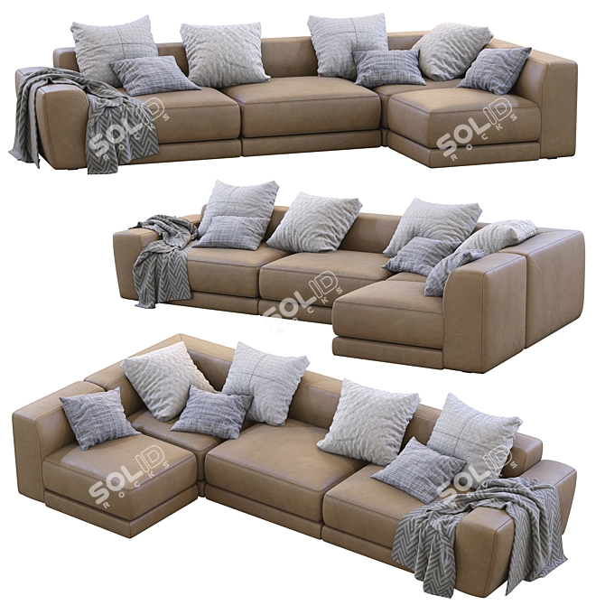 Pasha Leather Sofa: Timeless Elegance by Jesse 3D model image 1