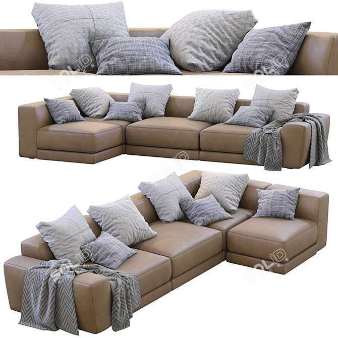 Pasha Leather Sofa: Timeless Elegance by Jesse 3D model image 2