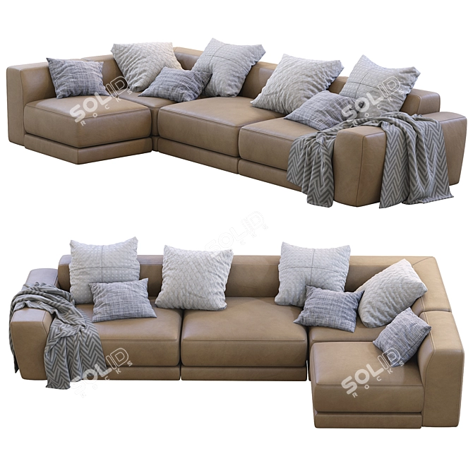 Pasha Leather Sofa: Timeless Elegance by Jesse 3D model image 6