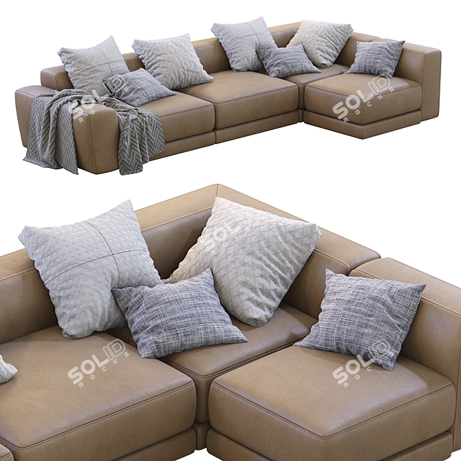 Pasha Leather Sofa: Timeless Elegance by Jesse 3D model image 7