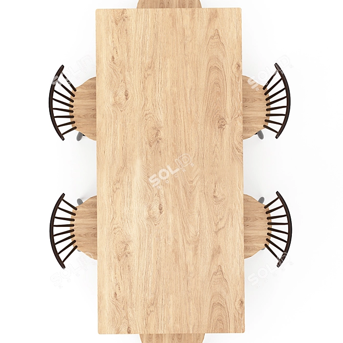 Modern Pin Dining Table Set 3D model image 2