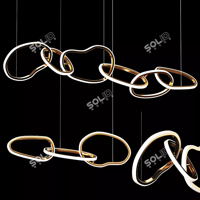 Modern Ring Pendant Lamp: 6 Rings L150cm, 3 Rings L80cm (Aliexpress 103) 3D model image 1