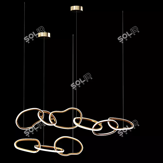 Modern Ring Pendant Lamp: 6 Rings L150cm, 3 Rings L80cm (Aliexpress 103) 3D model image 3