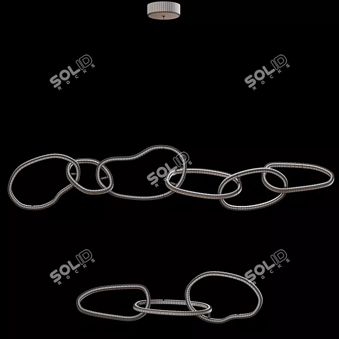 Modern Ring Pendant Lamp: 6 Rings L150cm, 3 Rings L80cm (Aliexpress 103) 3D model image 4