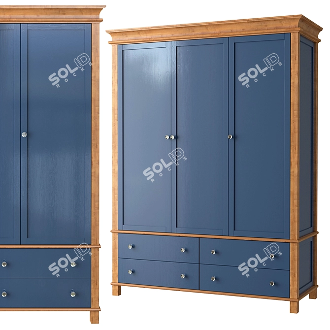 Jules Verne Classic Three-Door Wardrobe 3D model image 1