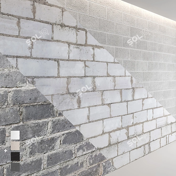 High-Quality Block Wall Set 3D model image 1