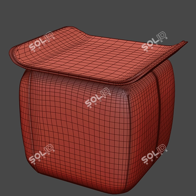 Premium Leather Stool 3D model image 3