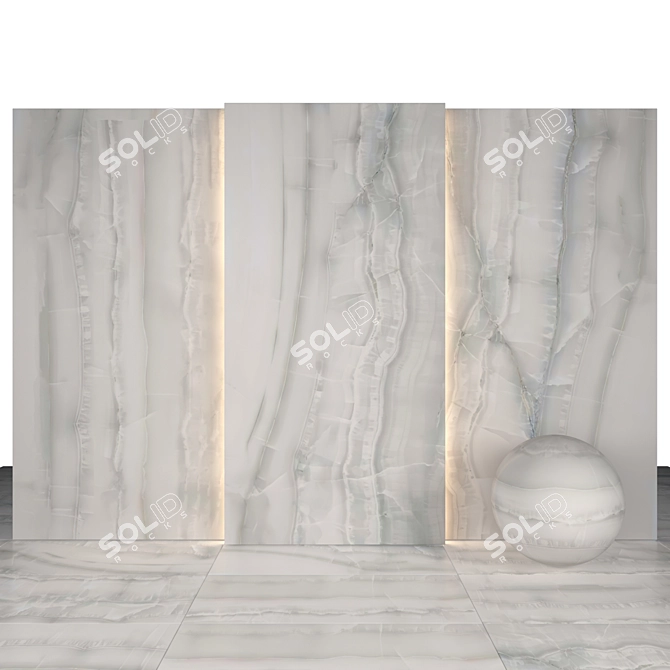 Elegant Akoya Silver Marble Slabs 3D model image 1