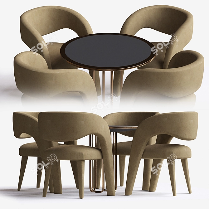 Elegant Corona Render Dining Table 3D model image 2
