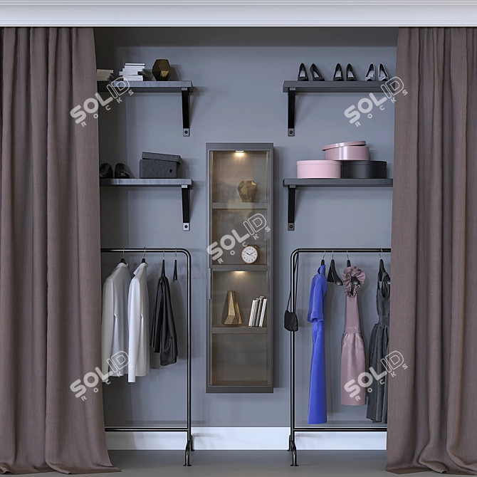 2-Compartment Wardrobe with Editable Poly 3D model image 1