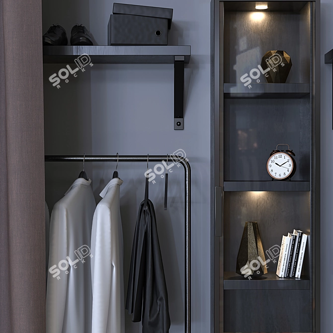 2-Compartment Wardrobe with Editable Poly 3D model image 2