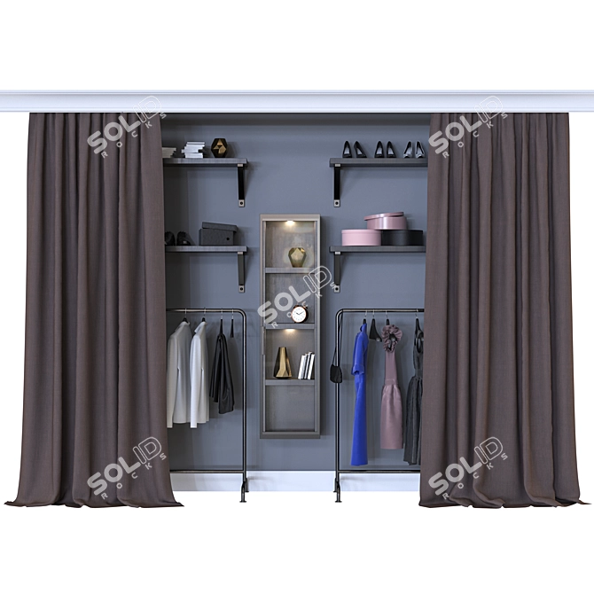 2-Compartment Wardrobe with Editable Poly 3D model image 6