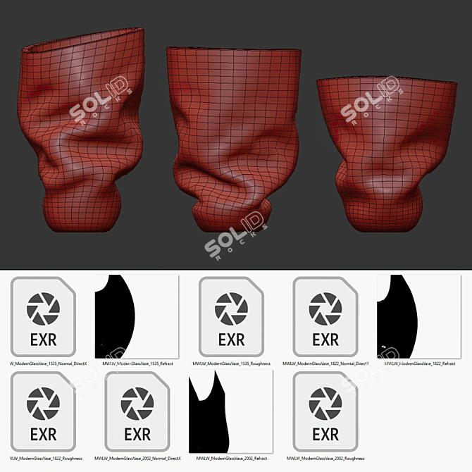 Sleek Black Glass Vases 3D model image 5