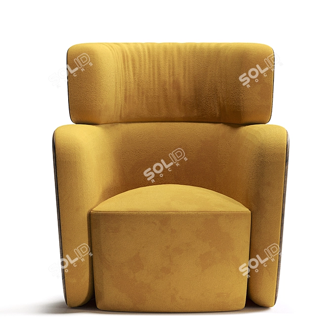 Cozy Yellow Armchair: Soft, High-Back Comfort 3D model image 3