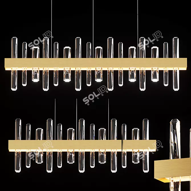 Elegant Crystal Chandelier: 100cm & 82cm Lengths 3D model image 1