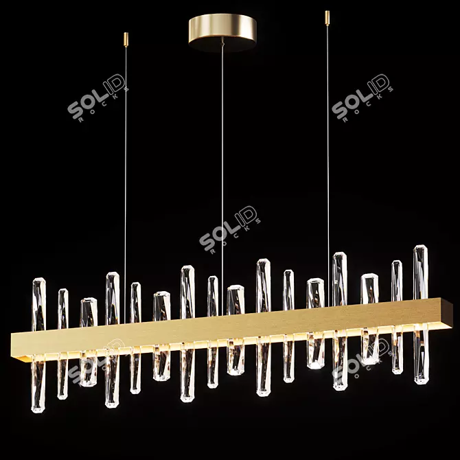 Elegant Crystal Chandelier: 100cm & 82cm Lengths 3D model image 2