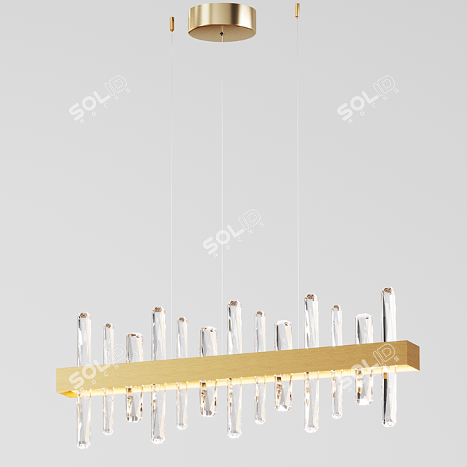 Elegant Crystal Chandelier: 100cm & 82cm Lengths 3D model image 3