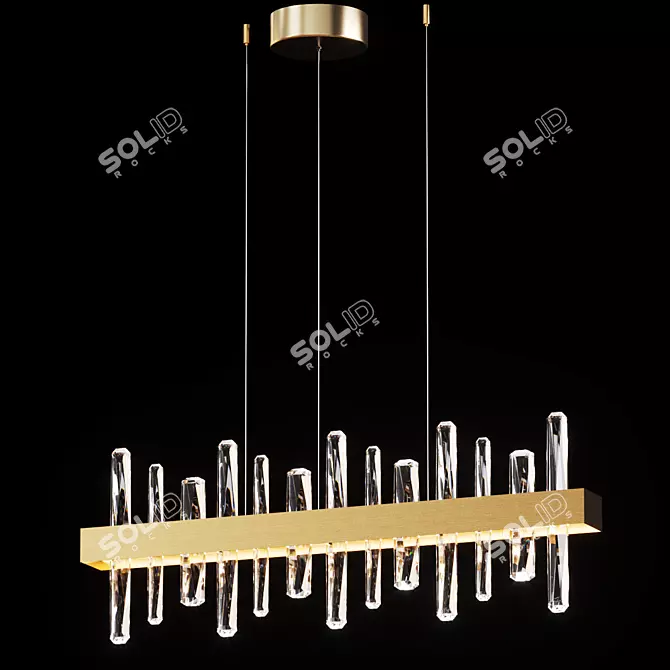 Elegant Crystal Chandelier: 100cm & 82cm Lengths 3D model image 4