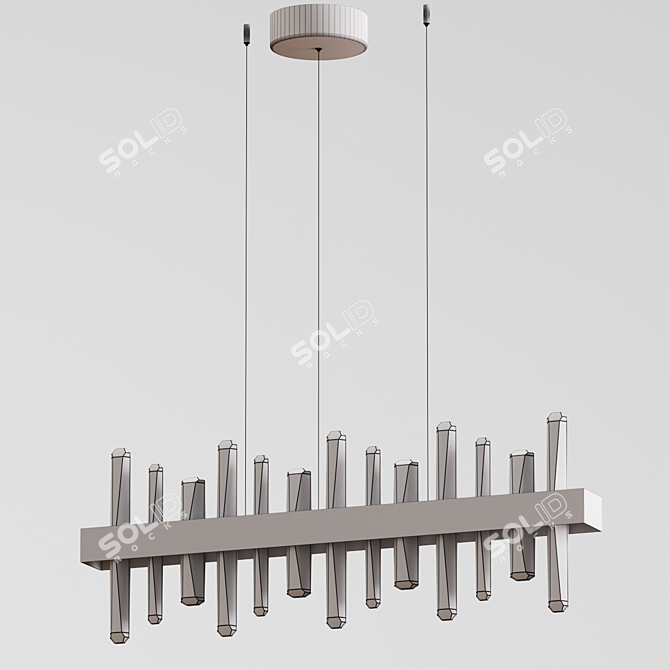 Elegant Crystal Chandelier: 100cm & 82cm Lengths 3D model image 5