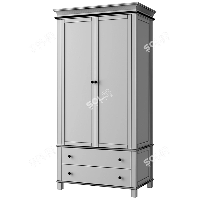 Jules Verne 2-Door Wardrobe 3D model image 2