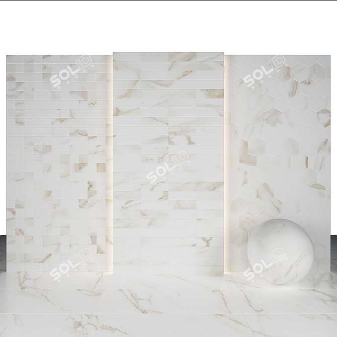 Calacatta Gold Marble Tiles 3D model image 3