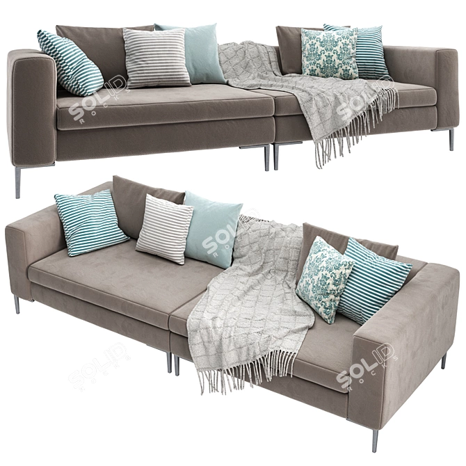 Modern Hugo 3-Seater Sofa: Rove Concepts 3D model image 1
