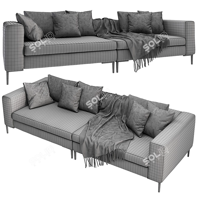 Modern Hugo 3-Seater Sofa: Rove Concepts 3D model image 3