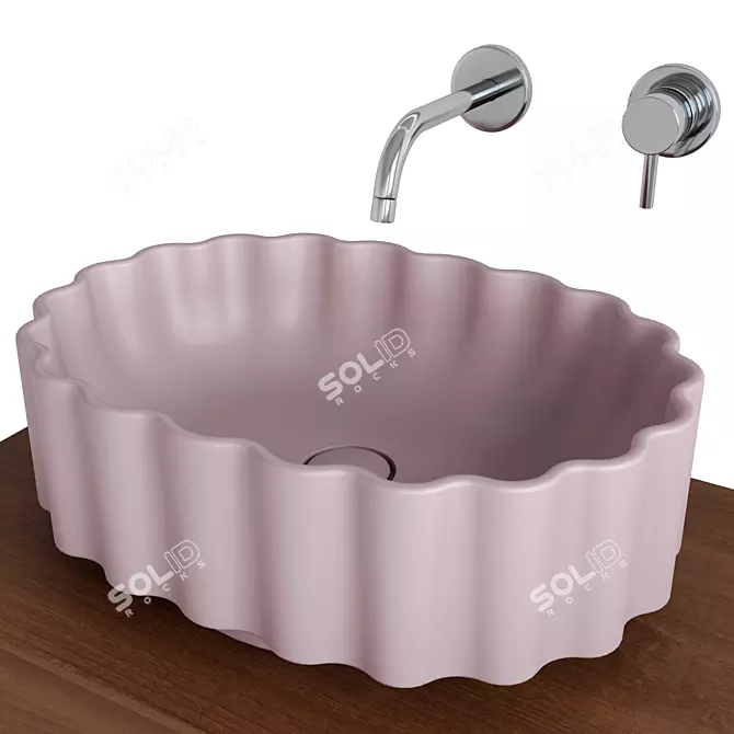 Elegant Conchiglia Washbasin & Atollo Cabinet 3D model image 3