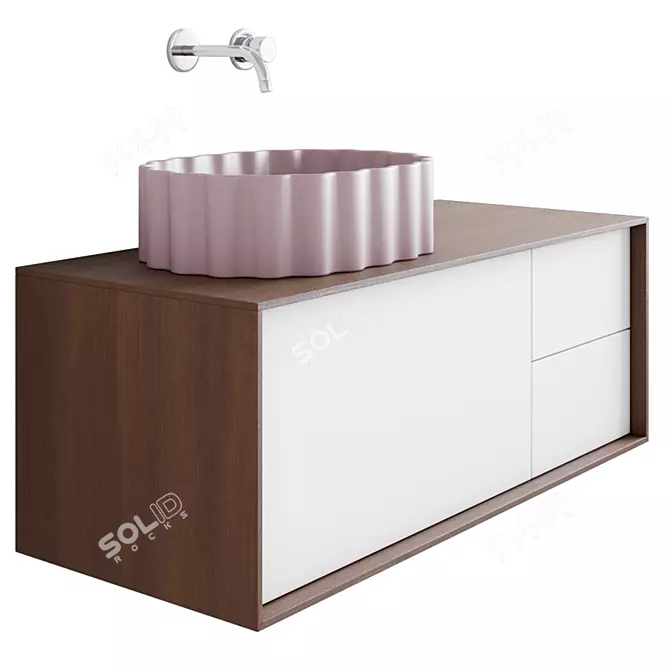 Elegant Conchiglia Washbasin & Atollo Cabinet 3D model image 4