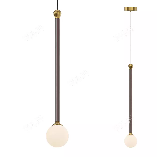 Minimalist Wooden Pendant Lamp 3D model image 1