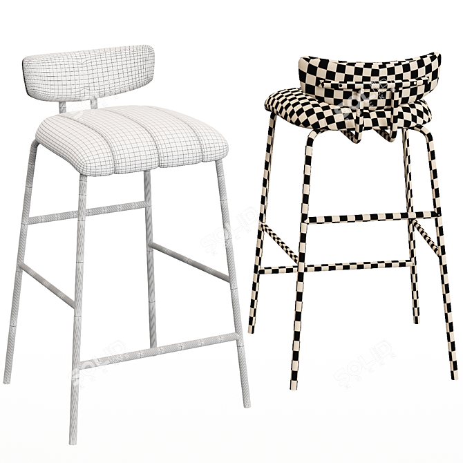 Dillon Cream Lorelei Barstool: Sleek and Stylish 3D model image 2