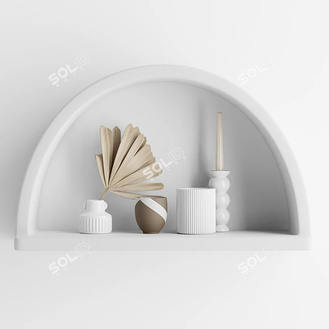 Boho Arc Wall Shelf: Artful, Raw-Hewn Design 3D model image 1