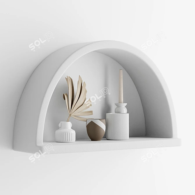 Boho Arc Wall Shelf: Artful, Raw-Hewn Design 3D model image 2