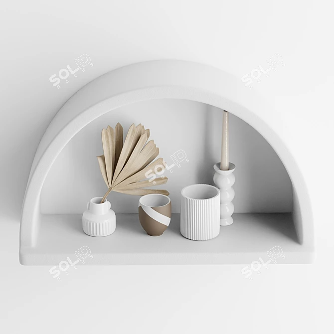 Boho Arc Wall Shelf: Artful, Raw-Hewn Design 3D model image 3