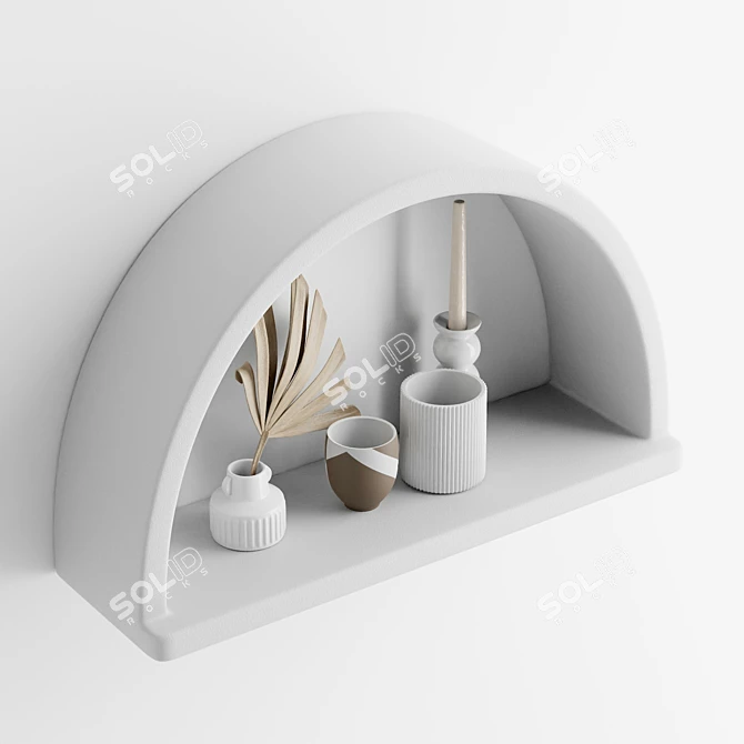 Boho Arc Wall Shelf: Artful, Raw-Hewn Design 3D model image 4