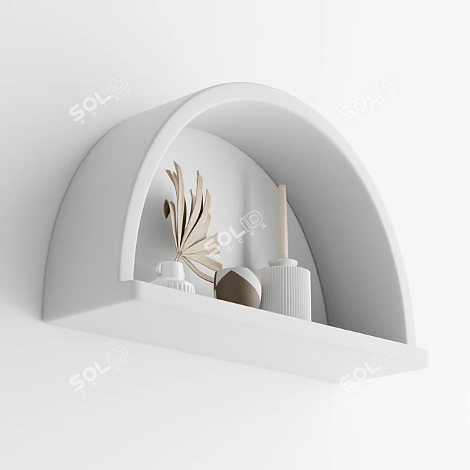 Boho Arc Wall Shelf: Artful, Raw-Hewn Design 3D model image 5