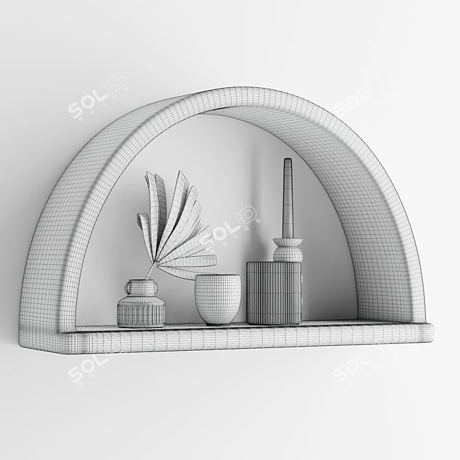 Boho Arc Wall Shelf: Artful, Raw-Hewn Design 3D model image 6