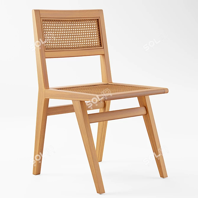 Natural Rattan Marte Dining Chair 3D model image 1