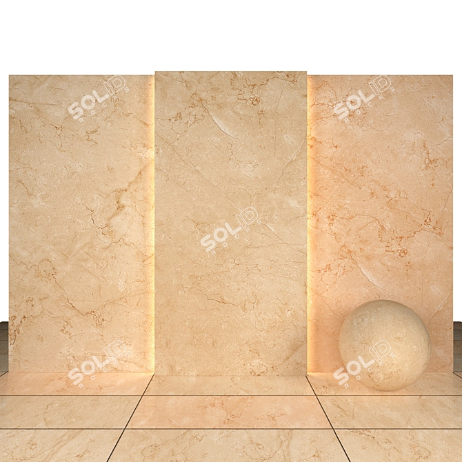 Cream Marble Texture: Glossy Slabs & Tiles 3D model image 1