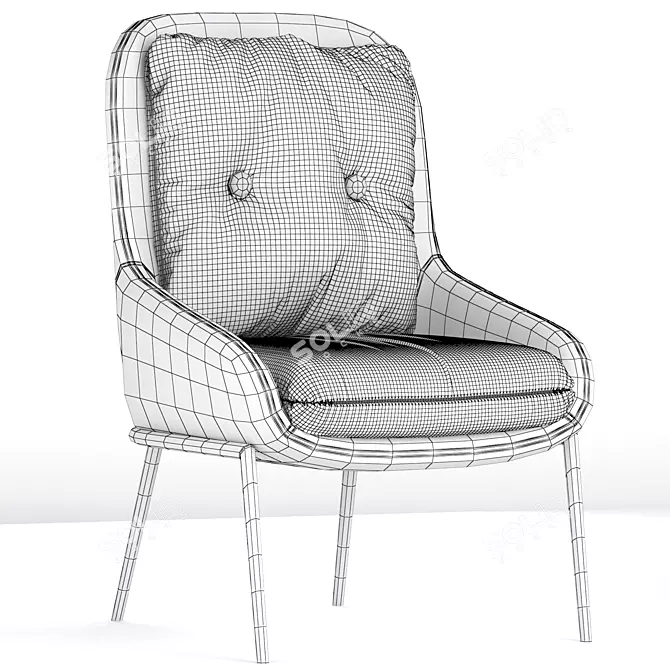 Nordic Elegance Accent Chair 3D model image 2