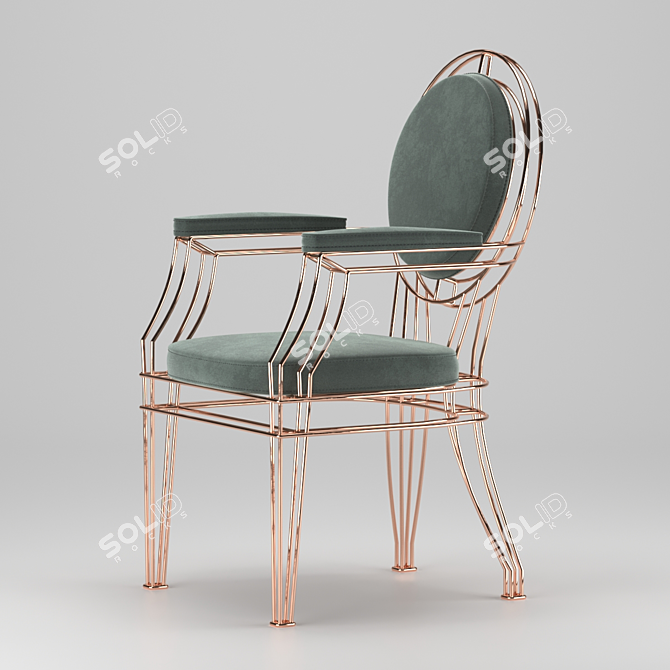 Elegant Rose Gold Velvet Chair 3D model image 2