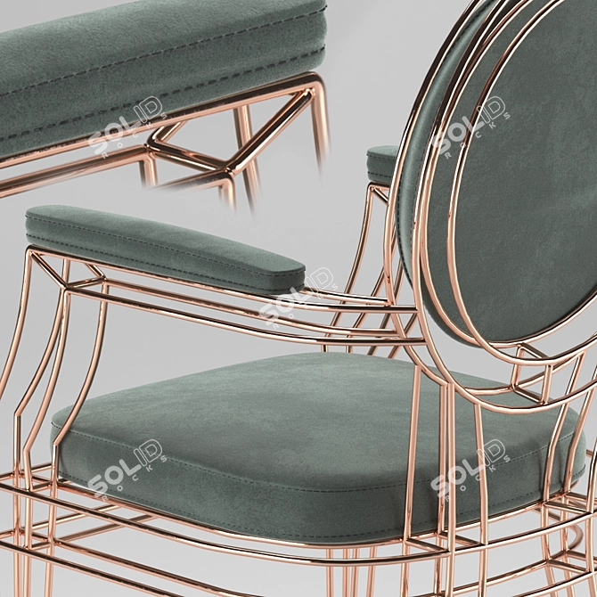 Elegant Rose Gold Velvet Chair 3D model image 4