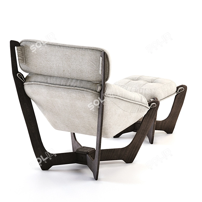 Elegant Chair & Ottoman Set 3D model image 2