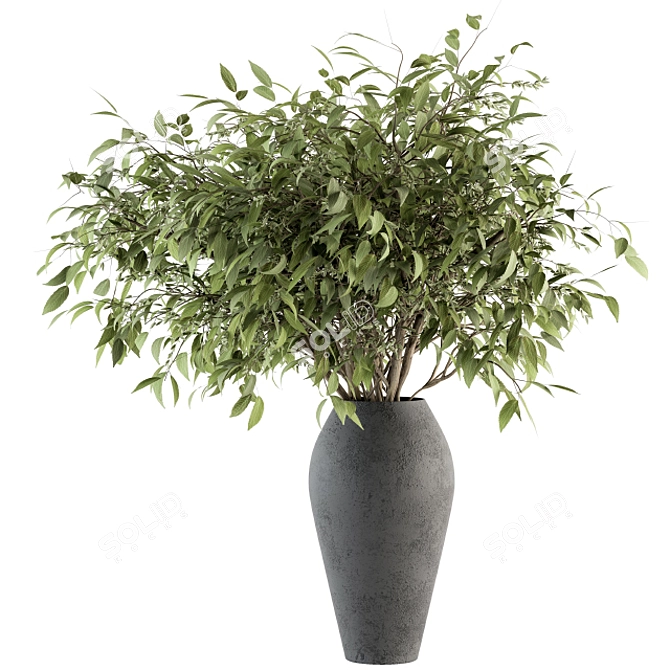 Evergreen Elegance: Green Branch Bouquet 3D model image 2