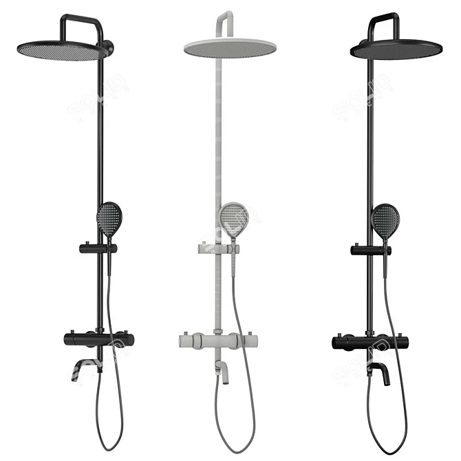 Gappo Black Thermostatic Shower System 3D model image 2