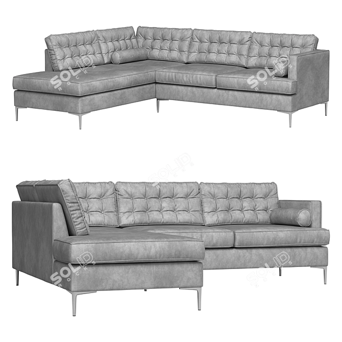 Elegant Gray Velvet Sofa 3D model image 1