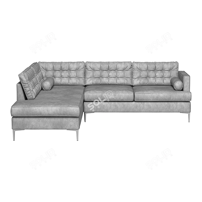 Elegant Gray Velvet Sofa 3D model image 2
