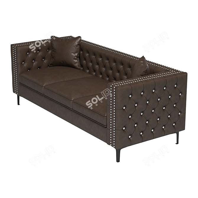 Luxury Leather Square Arm Sofa 3D model image 2