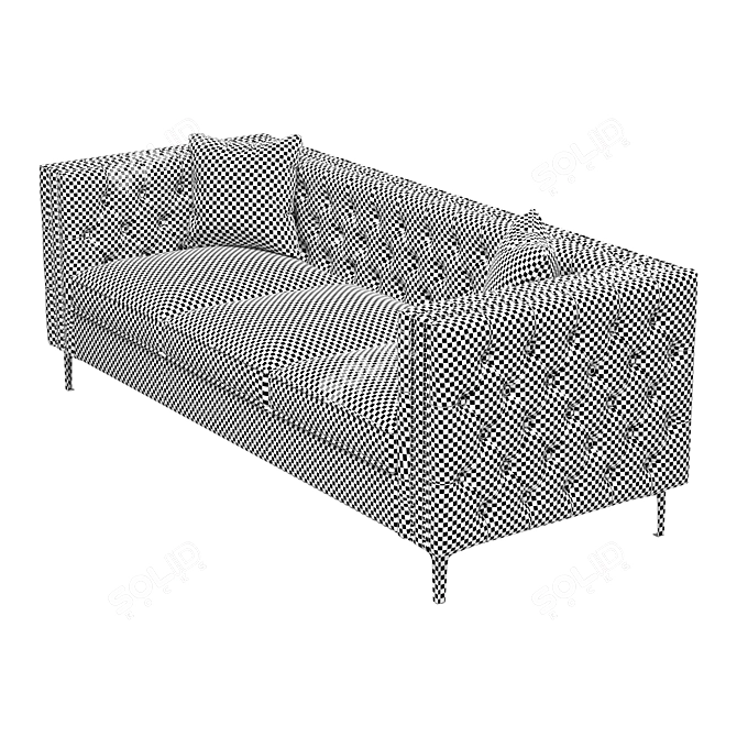 Luxury Leather Square Arm Sofa 3D model image 3